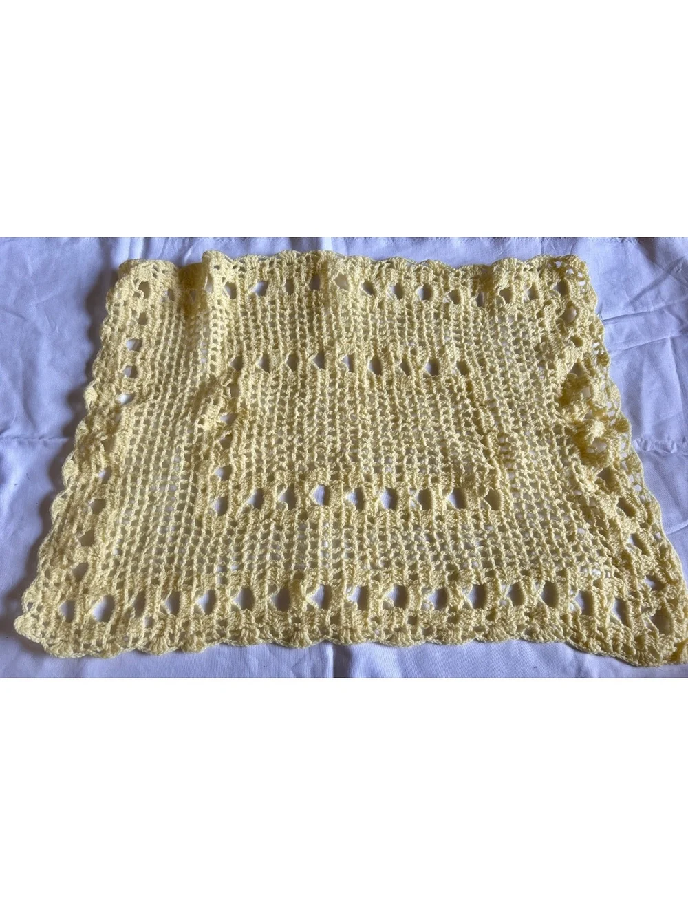 Handmade Yellow Crochet Square Doily